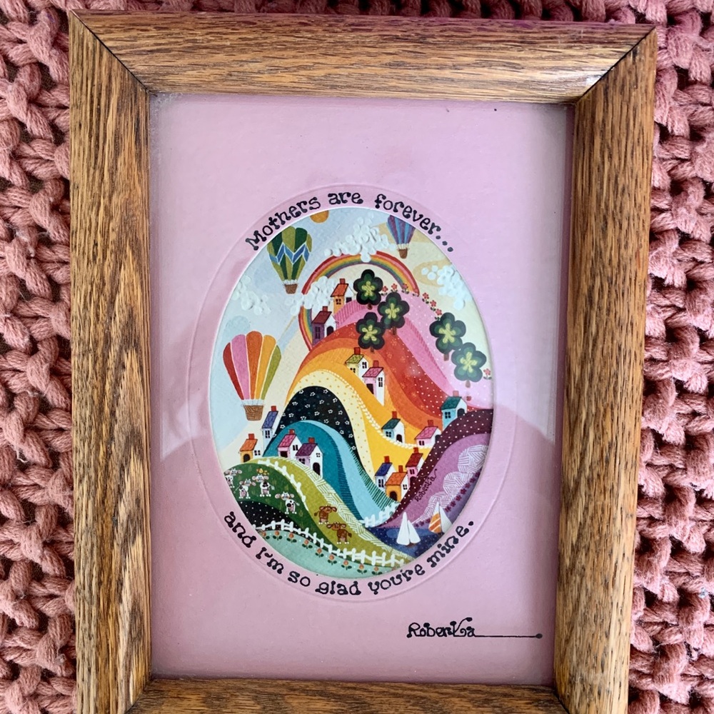 Vintage Pink Rainbow Illustration "Mothers are forever"